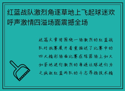 红蓝战队激烈角逐草地上飞起球迷欢呼声激情四溢场面震撼全场